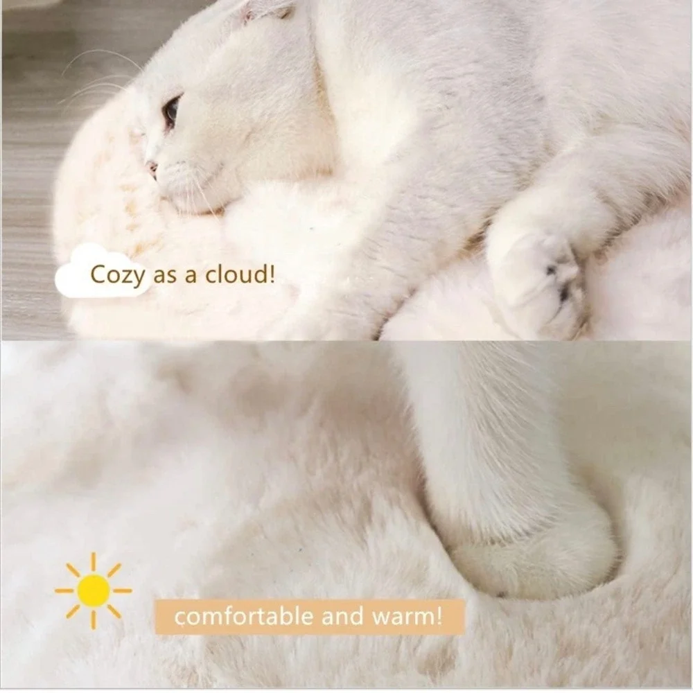 Square Faux Rabbit Fur Cat Dog Bed Cushion‎ Pad Carrier Crate 2 Pack 11.8